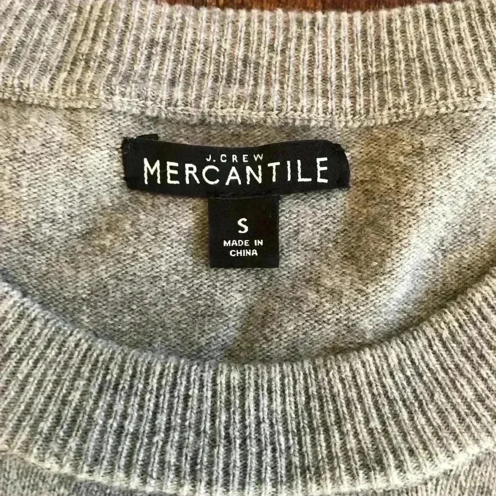 J. Crew | Mercantile - Gray Wool Blend Crewneck Sweater w/Diagonal Ruffle